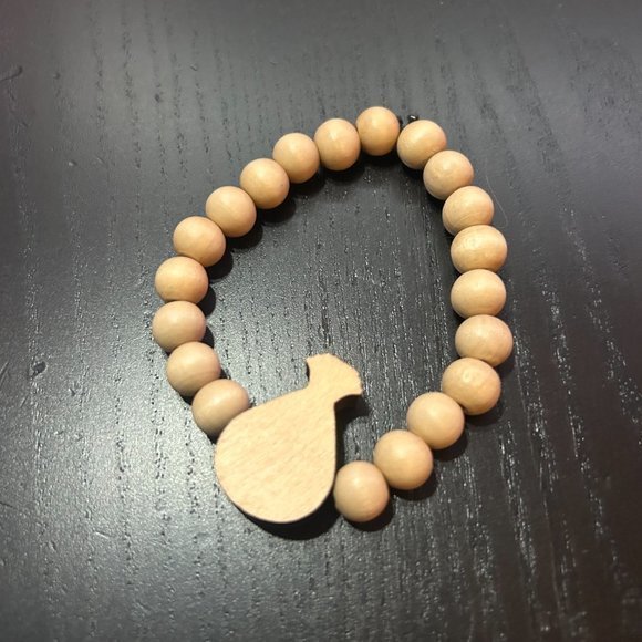 GoodWood NYC Cash Bag Bracelet Wooden Pendant Wooden Beaded - Picture 2 of 2